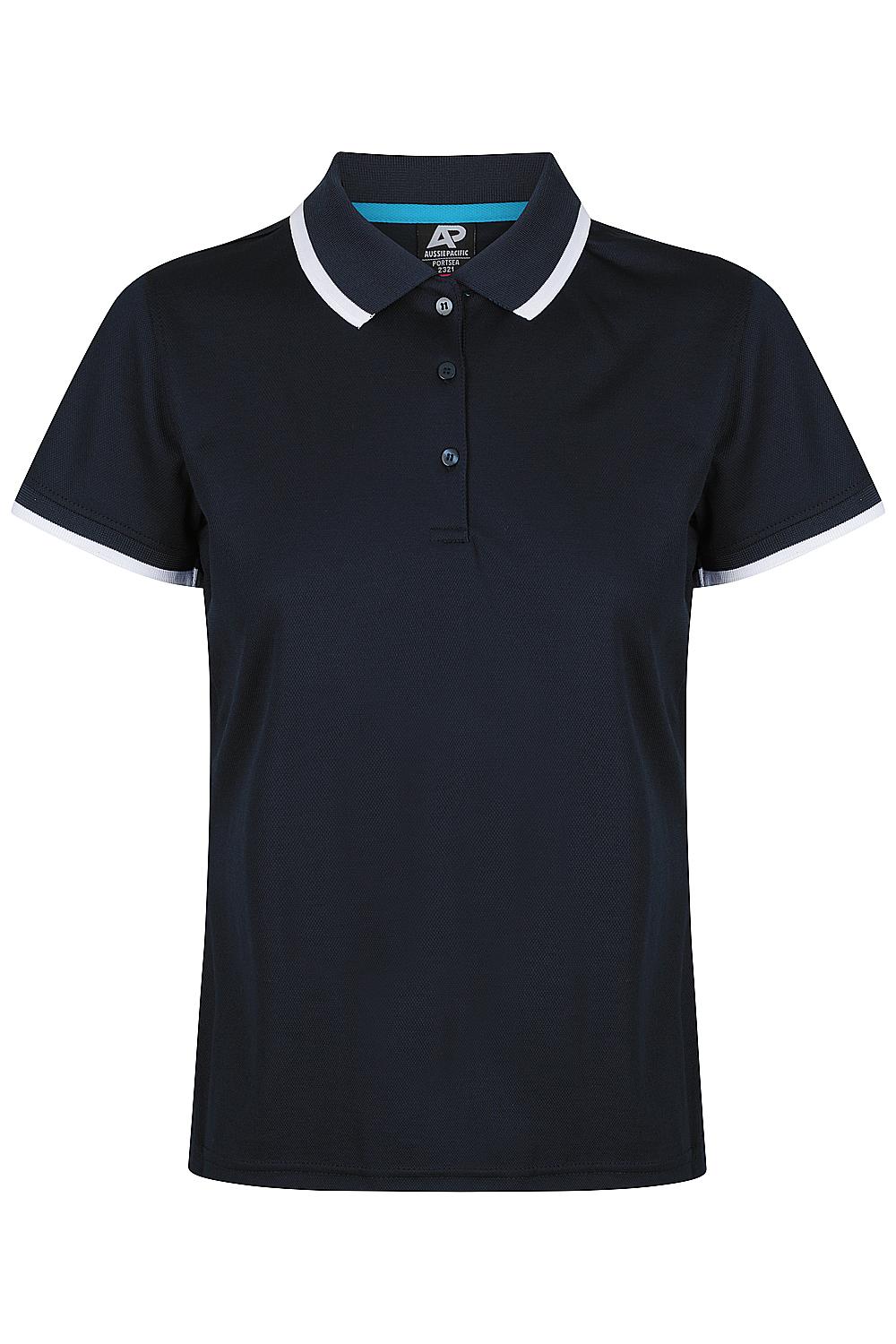 Custom Ladies Portsea Work Shirts - Navy/White