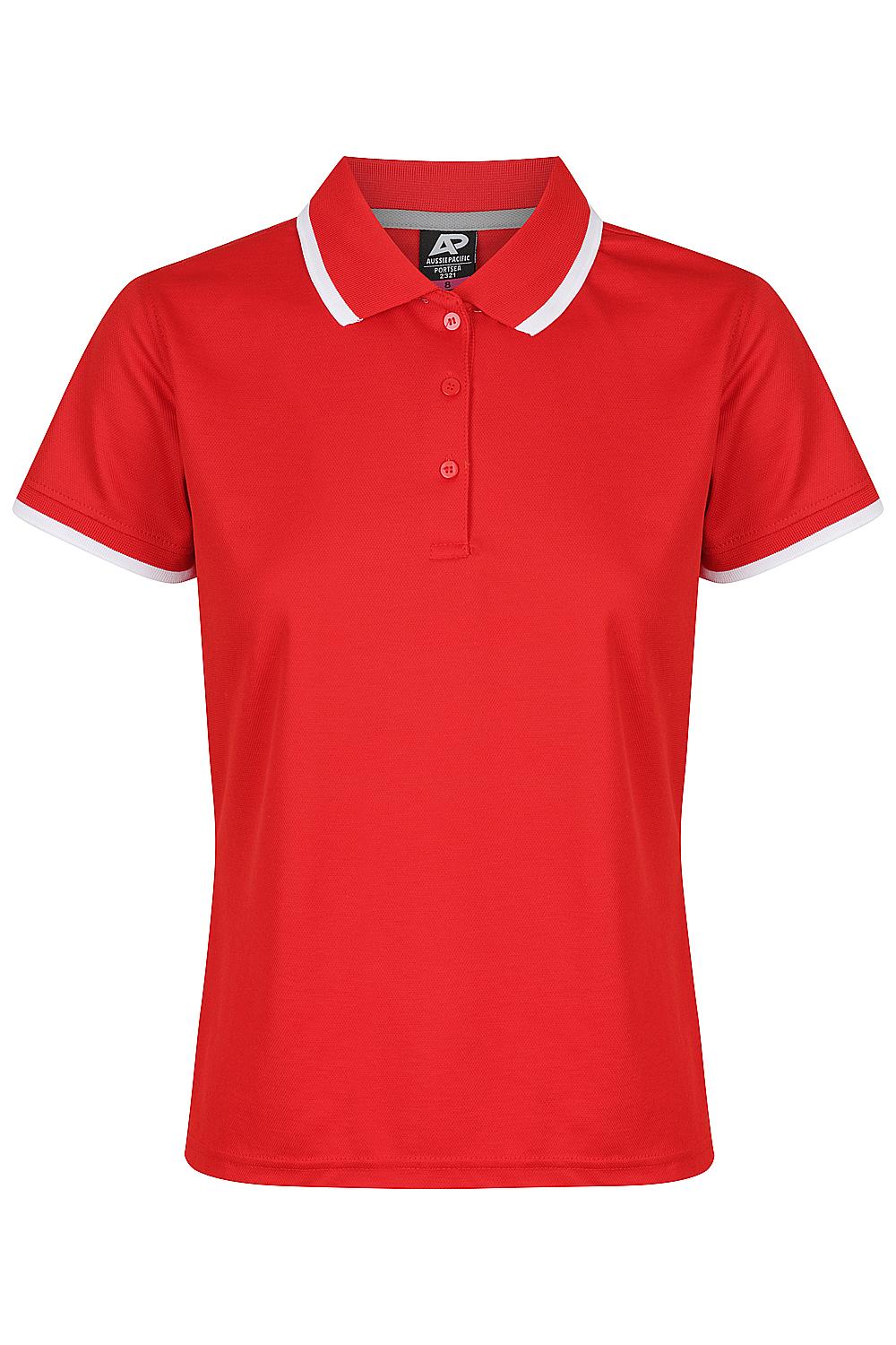 Custom Ladies Portsea Work Shirts - Red/White