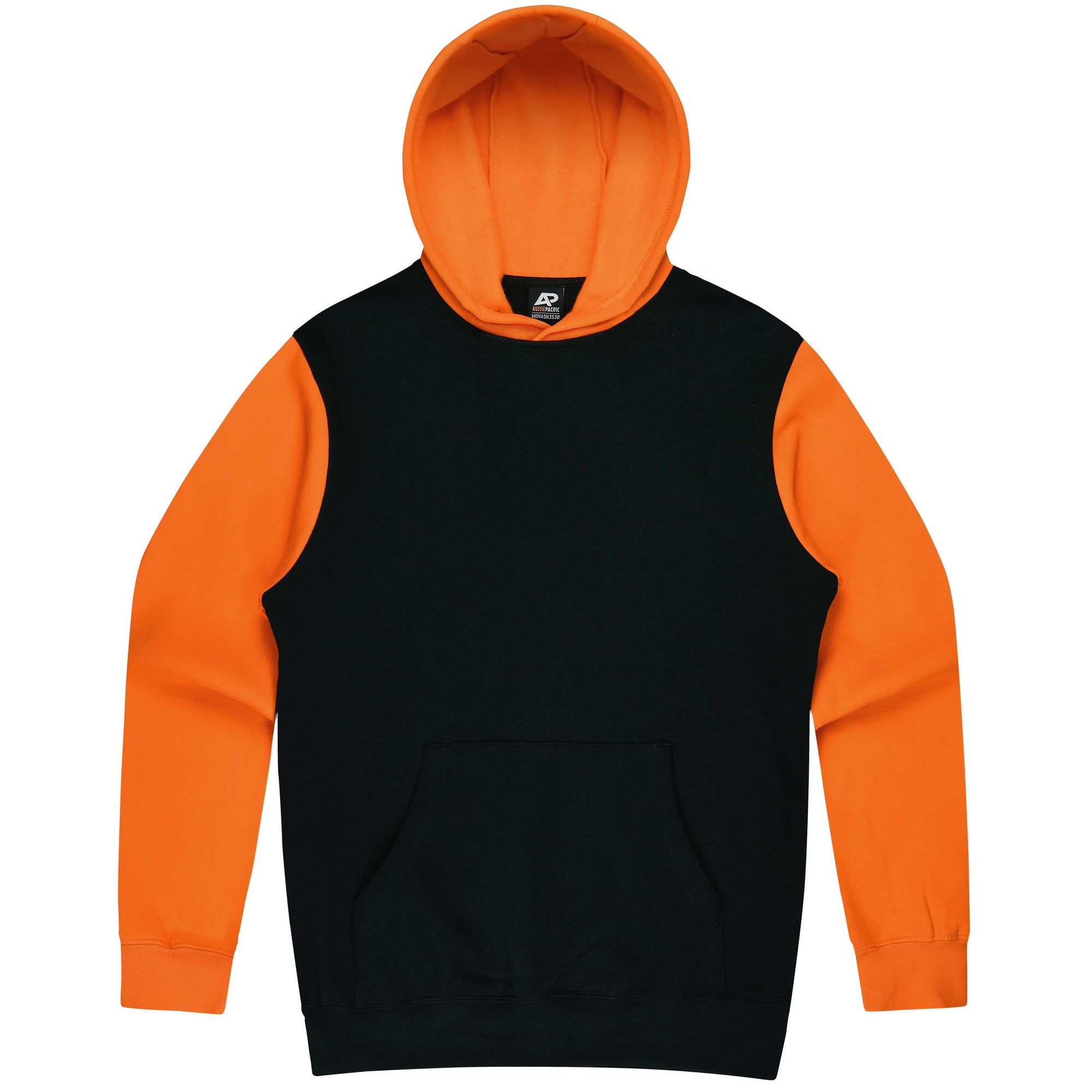 Custom Printed Monash Kids Hoodies - Black/Electric Orange