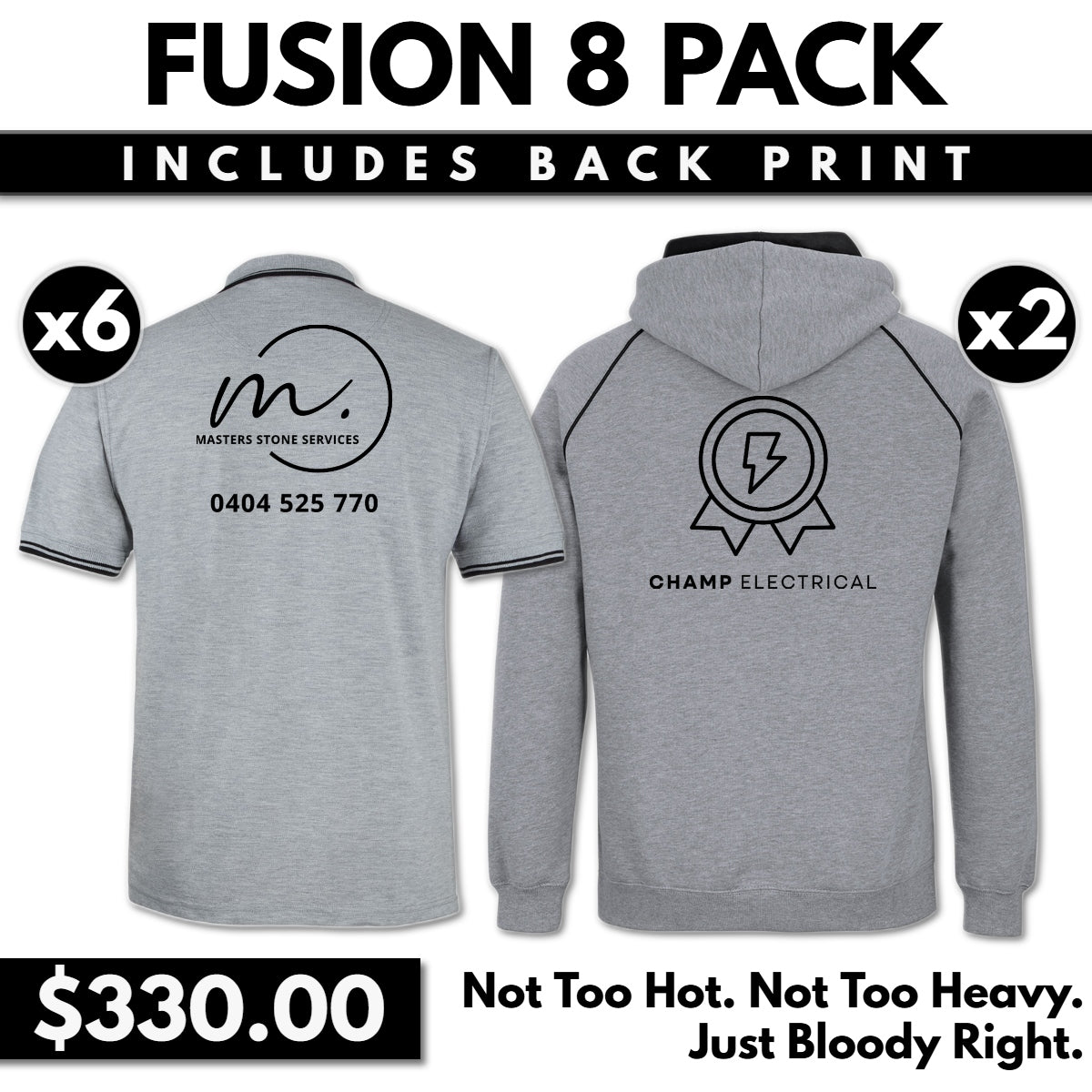 JBs Fusion 8 Pack - 6 x 2CP - 2 x 3CFH - With Back Vinyl Print