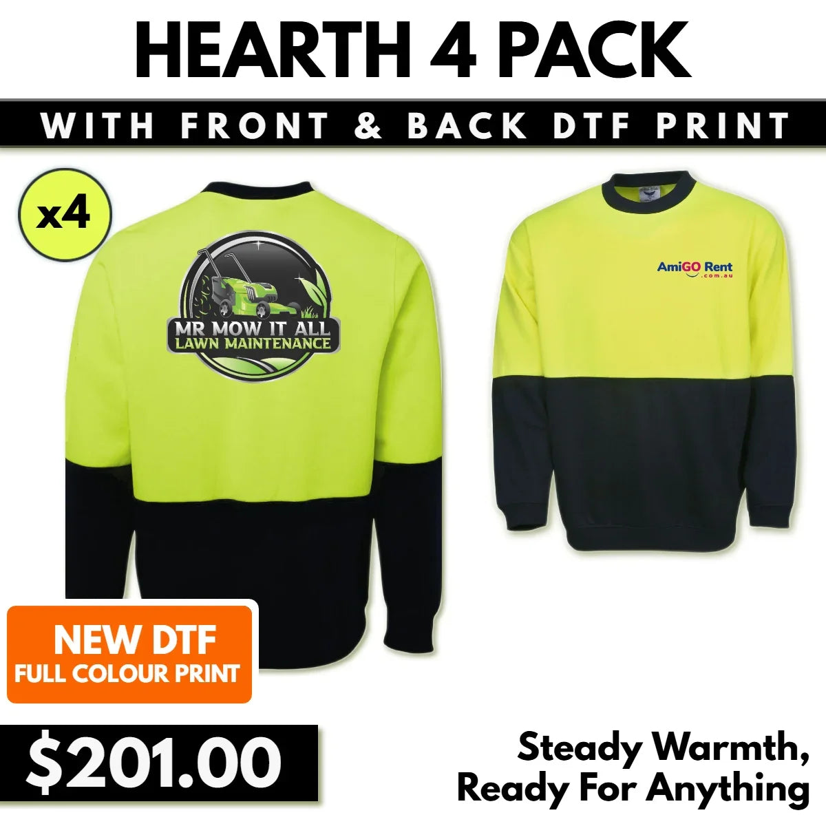 Hearth 4 Pack with Front & Back DTF Print