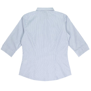 Henley Embroidered Ladies Business Shirt - White/Navy Back