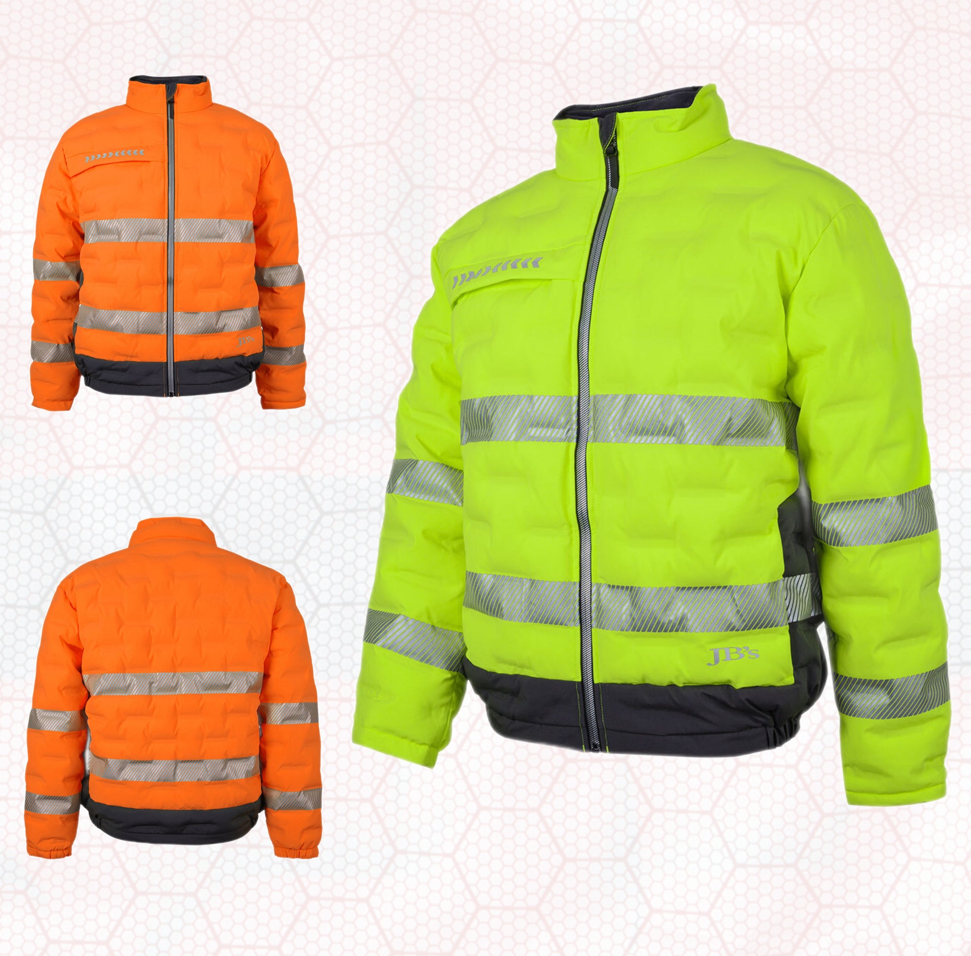 JB’s Hi Vis Graphene Puffer Jacket – Custom Workwear with Logo