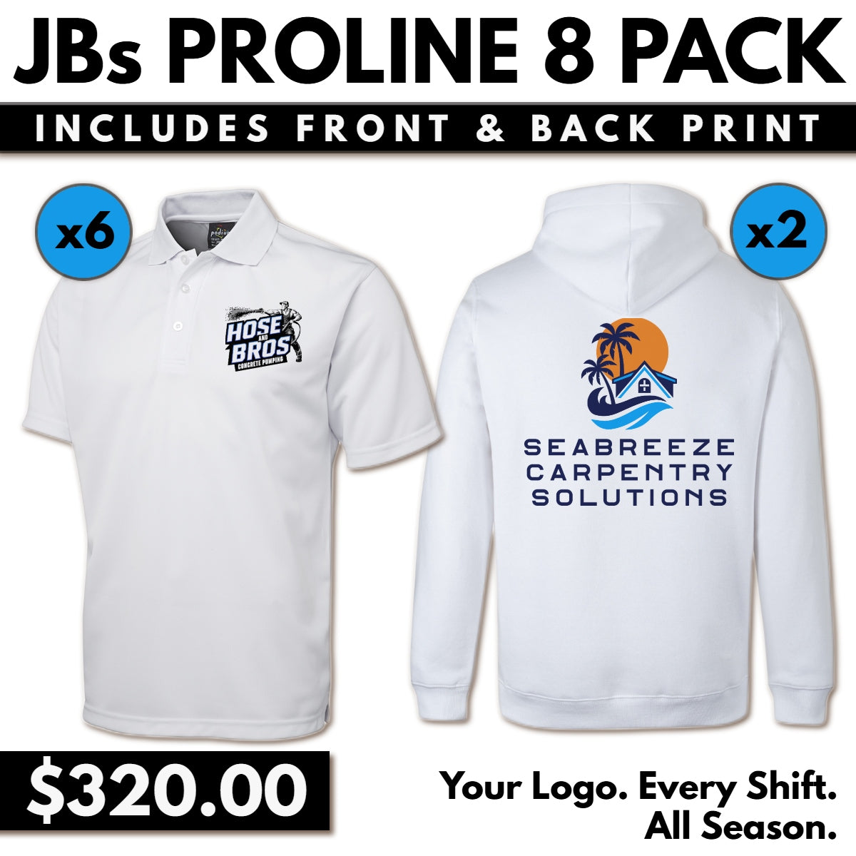 JB’s Proline 8 Pack With Front & Back Print
