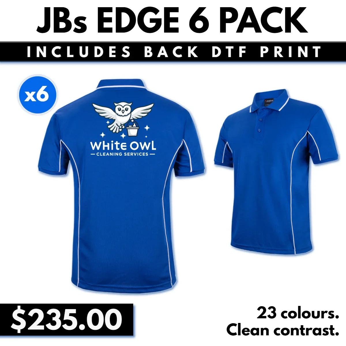 JB’s EDGE 6 PACK with Back DTF Print