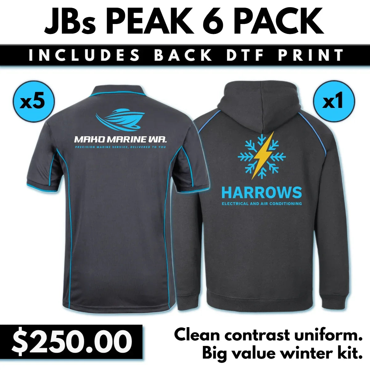 JBs Peak 6 PACK with Back DTF Print