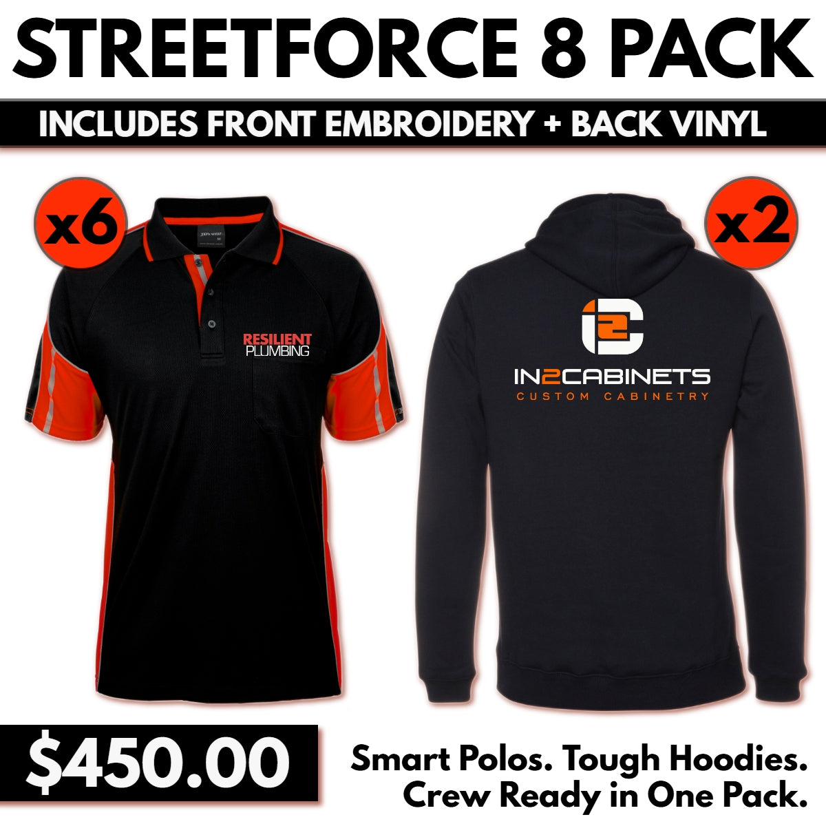 JBs Work Bundle | Your Logo Embroidered On Front & Printed On Back