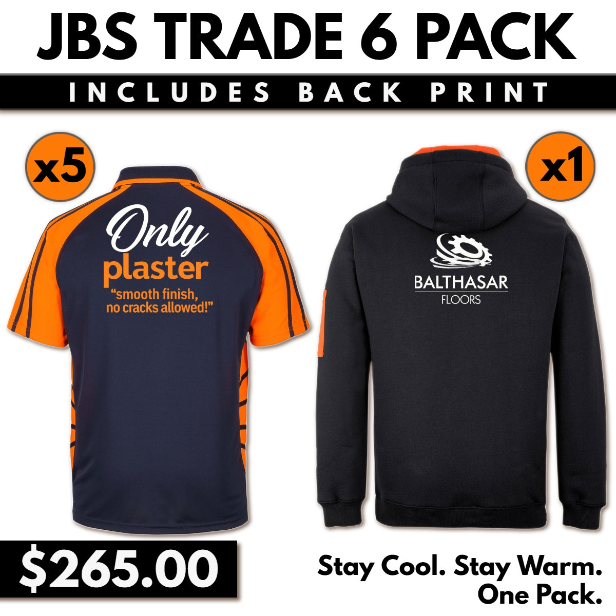 JBs Trade 6 Pack - 5 x 6HSSP - 1 x 6CFH - With Back Vinyl Print