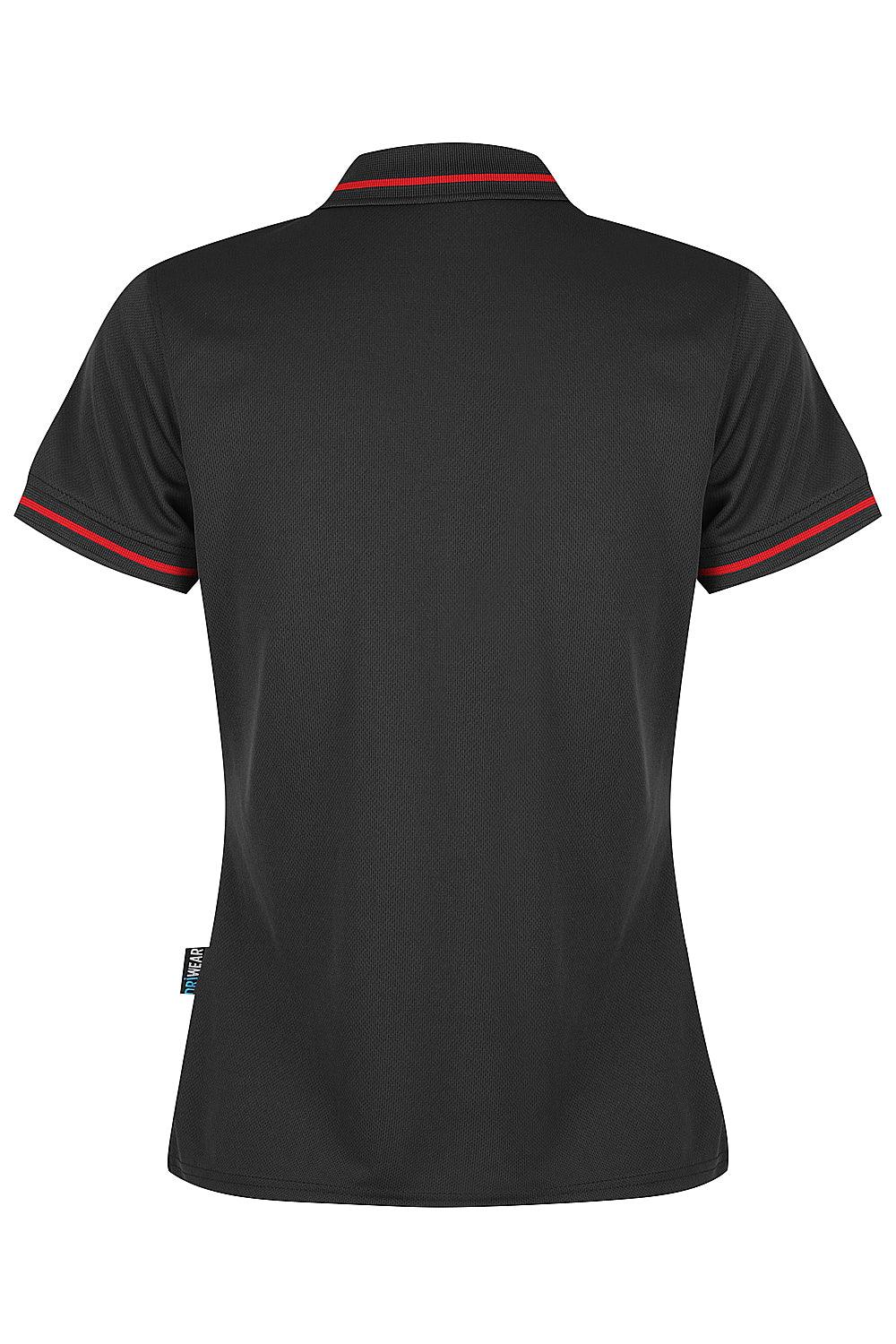 LADIES CUSTOM PRINTED COTTESLOE POLO - Black/Red - Back