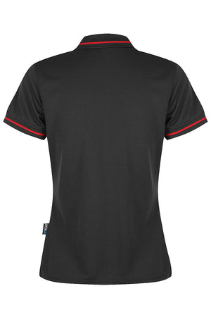 LADIES CUSTOM PRINTED COTTESLOE POLO - Black/Red - Back