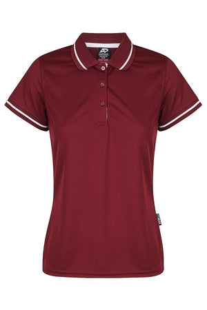 LADIES CUSTOM PRINTED COTTESLOE POLO - Maroon/White