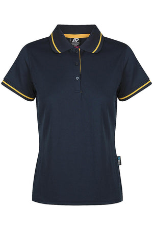 LADIES CUSTOM PRINTED COTTESLOE POLO - Navy/Gold