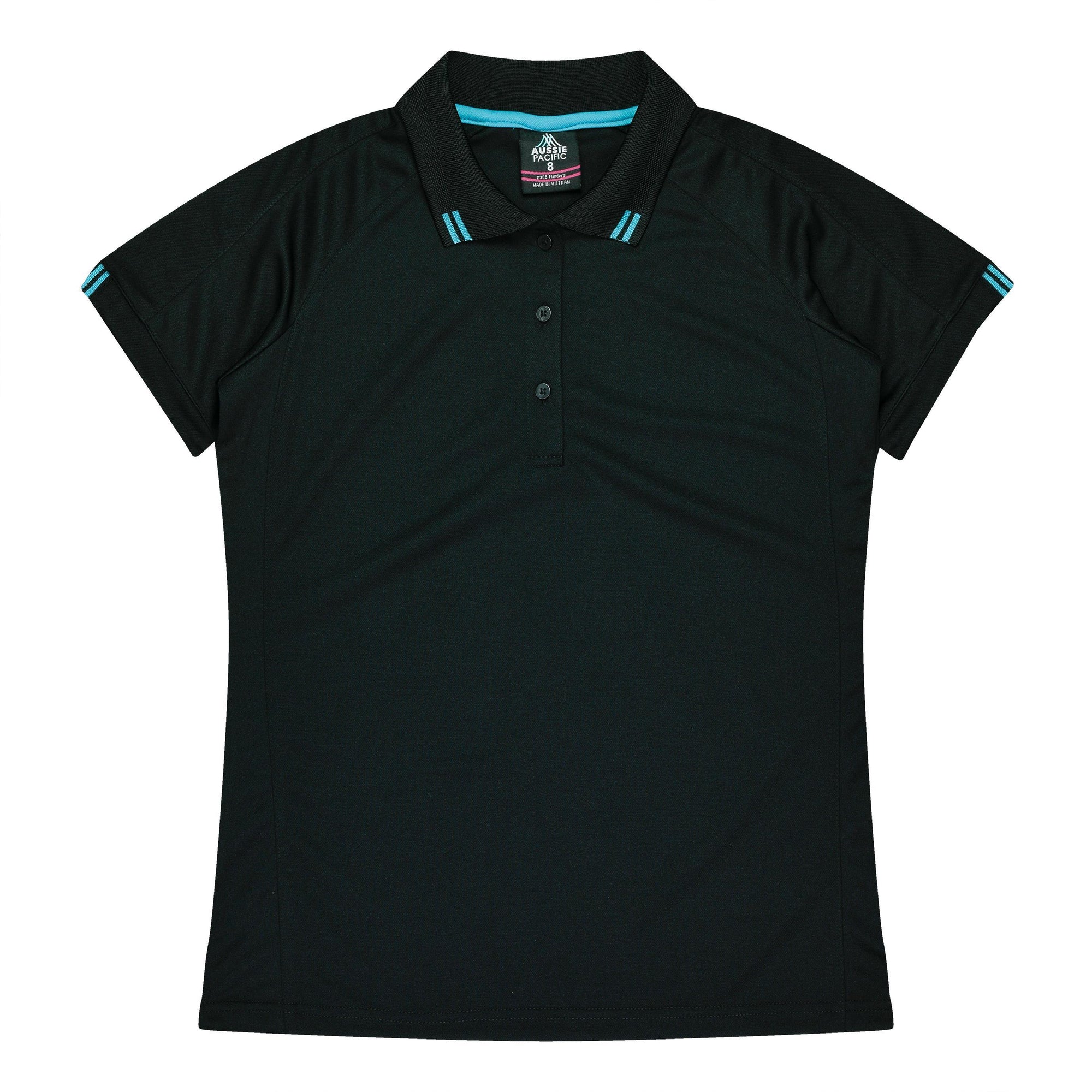 Ladies Custom Flinders Polo - Black/Teal