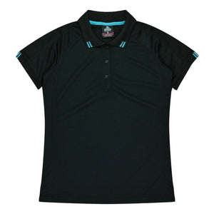 Ladies Custom Flinders Polo - Black/Teal