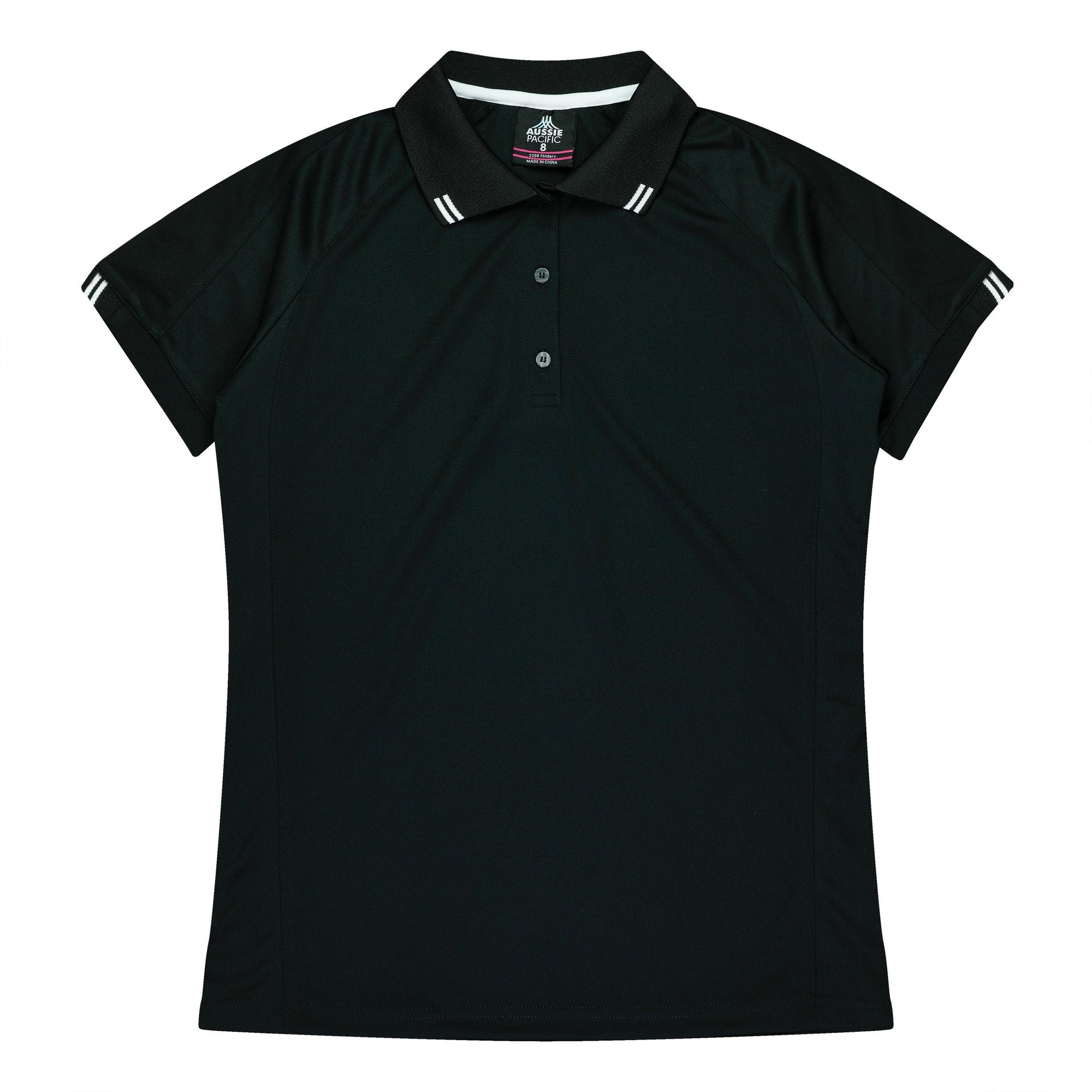 Ladies Custom Flinders Polo - Black/White