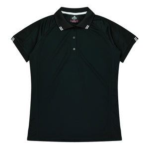 Ladies Custom Flinders Polo - Black/White