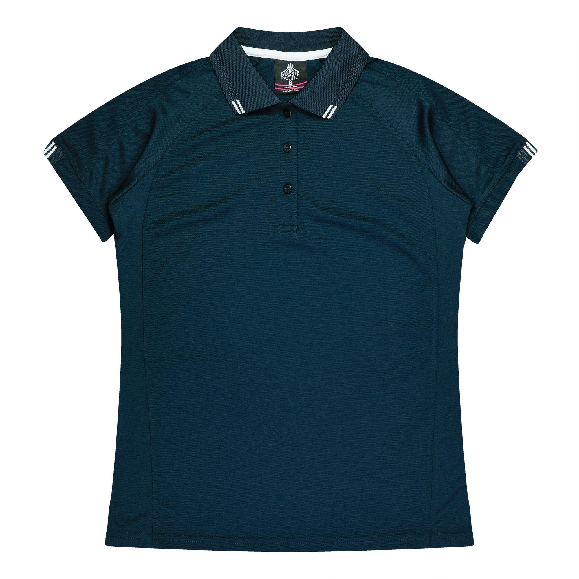 Ladies Custom Flinders Polo - Navy/White