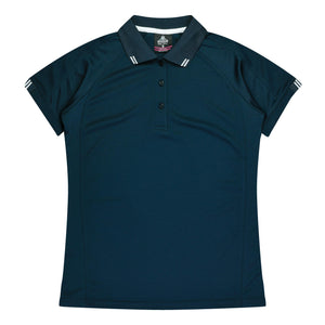 Ladies Custom Flinders Polo - Navy/White