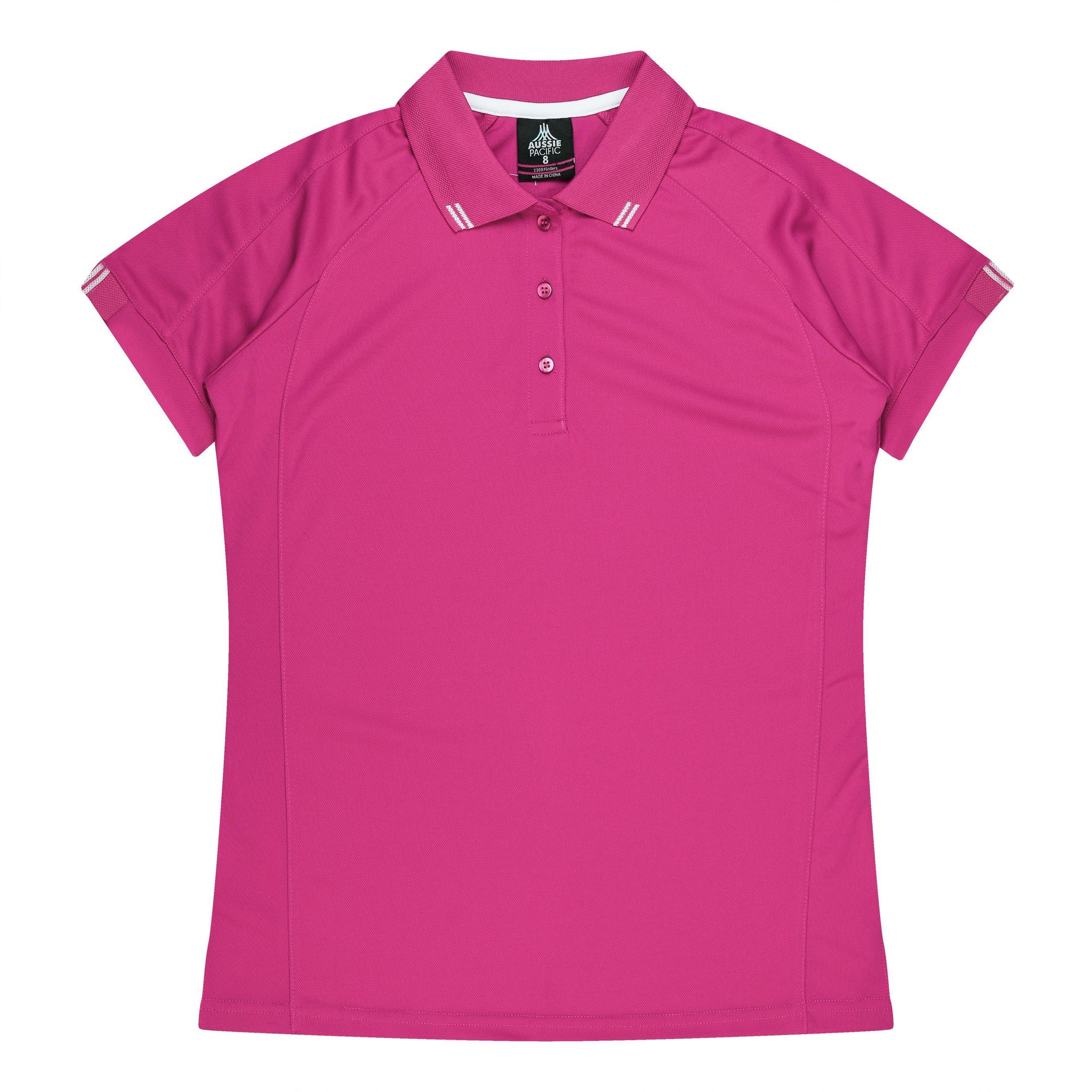 Ladies Custom Flinders Polo - Pink/White