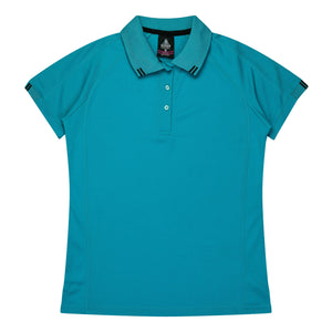 Ladies Custom Flinders Polo - Teal/Black