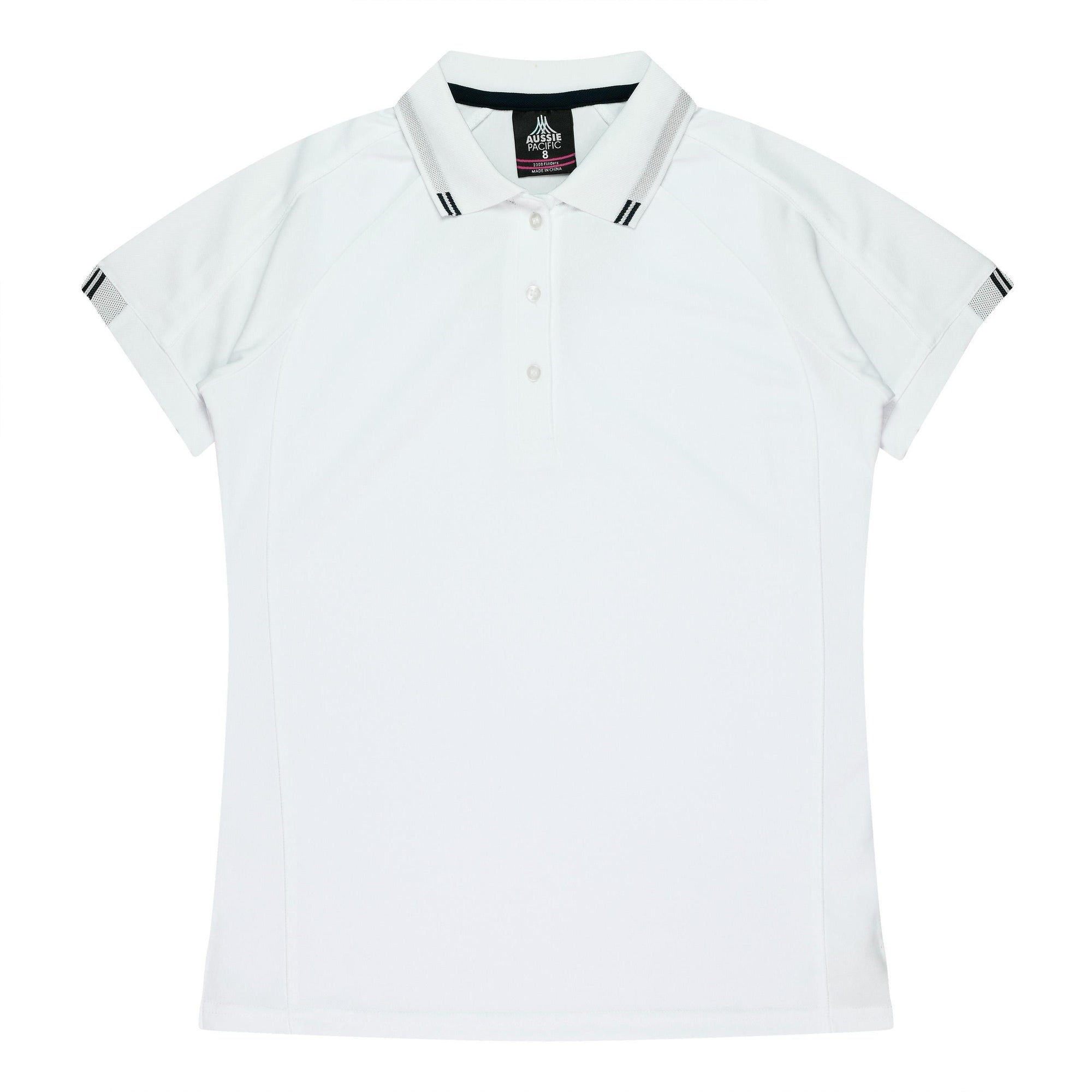 Ladies Custom Flinders Polo - White/Black