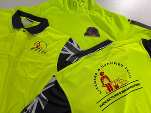 True Blue Aussie 5 Pack – Hi Vis Polos with Back Print & Shipping Included