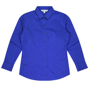 Mosman Embroidered Ladies Long Sleeve Business Shirt - Royal