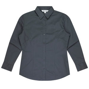 Mosman Embroidered Ladies Long Sleeve Business Shirt - Slate