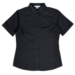 Mosman Embroidered Short Sleeve Ladies Business Shirt - Black