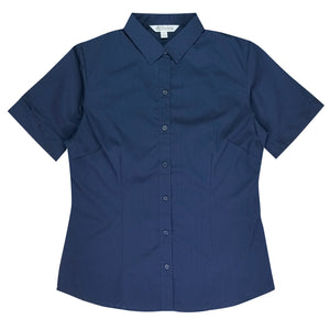 Mosman Embroidered Short Sleeve Ladies Business Shirt - Navy