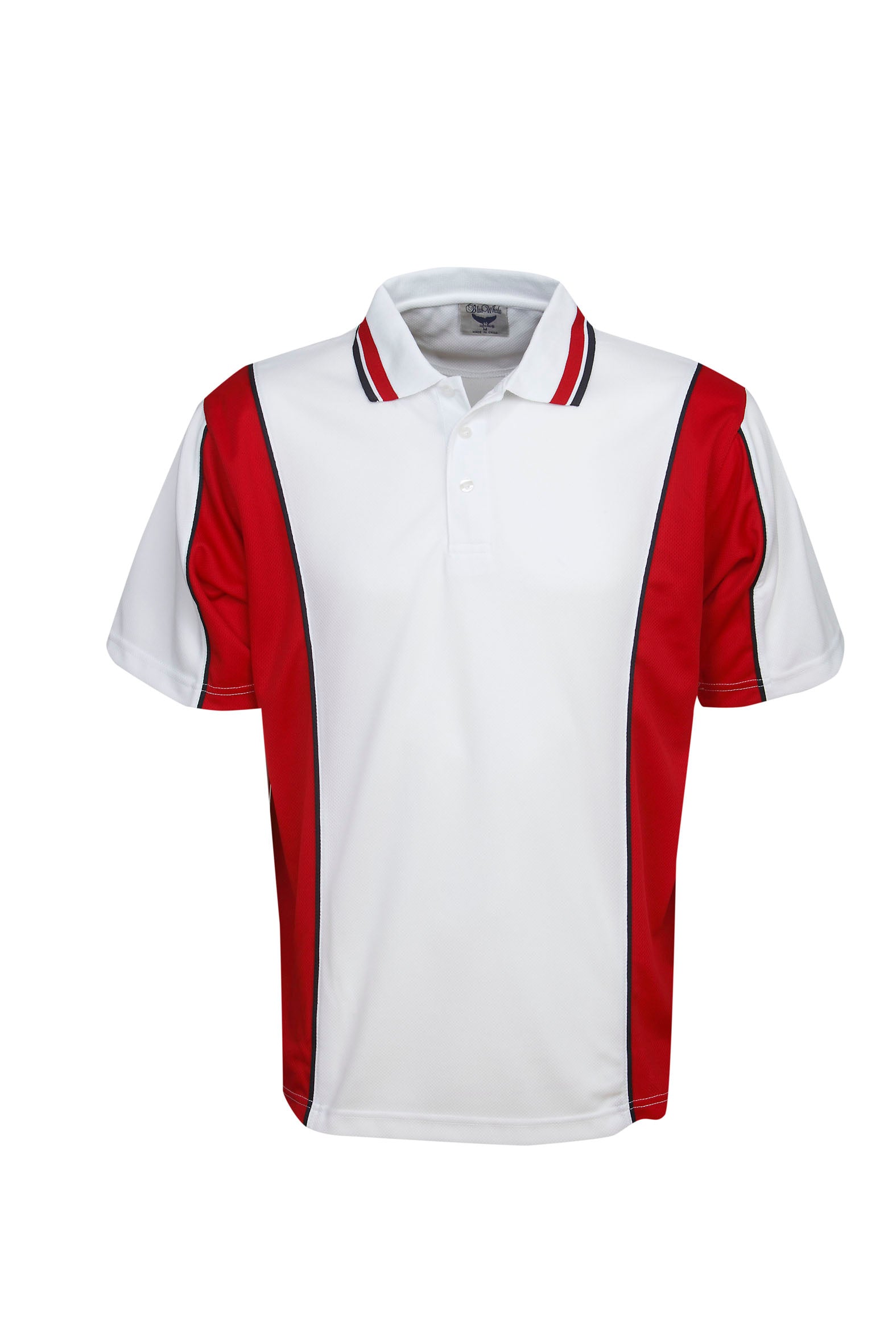 12 Pack P43 White/Red Polos | Front Embroidery OR Back Vinyl Included