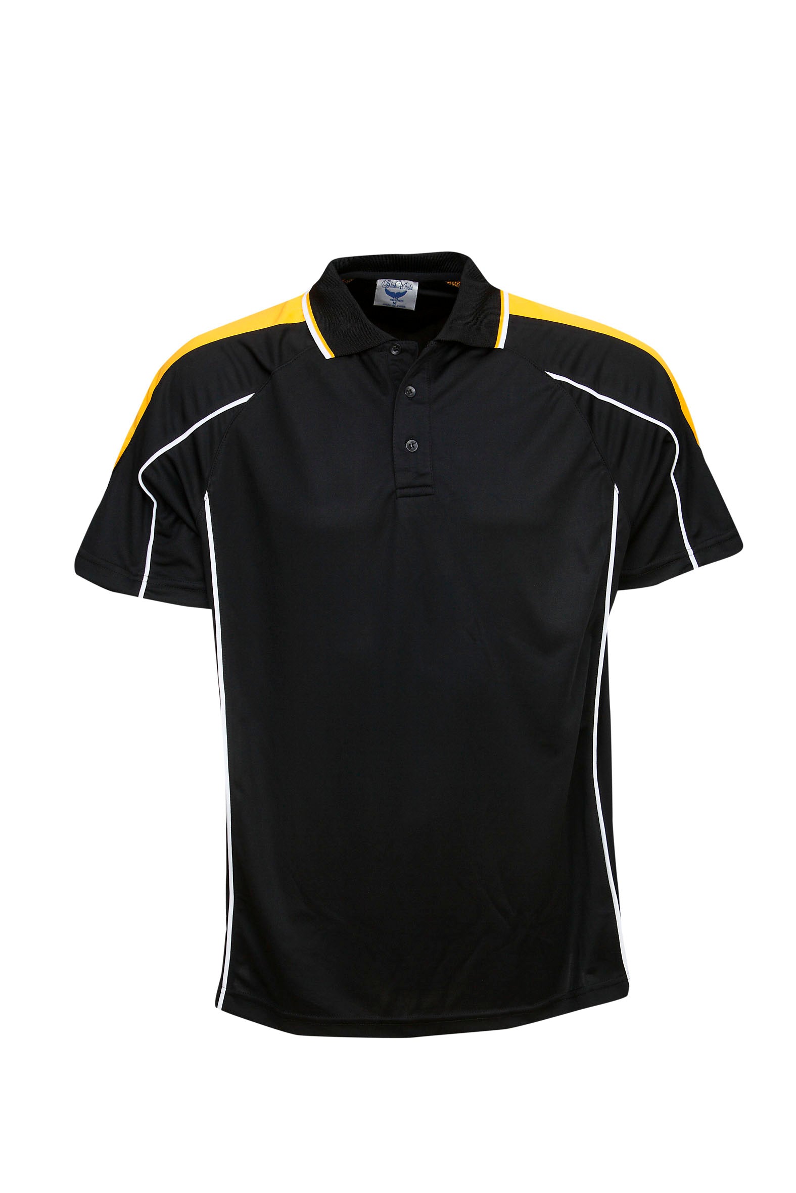 12 Pack P44 Black/Gold Polos | Front Embroidery OR Back Vinyl Included
