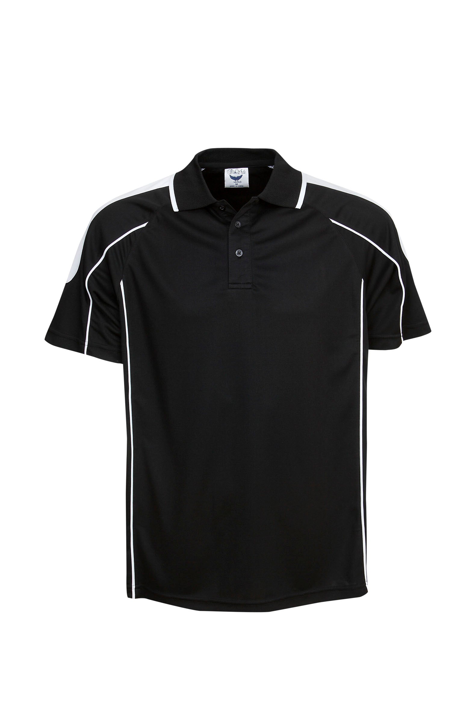 12 Pack P44 Black/White Polos | Front Embroidery OR Back Vinyl Included