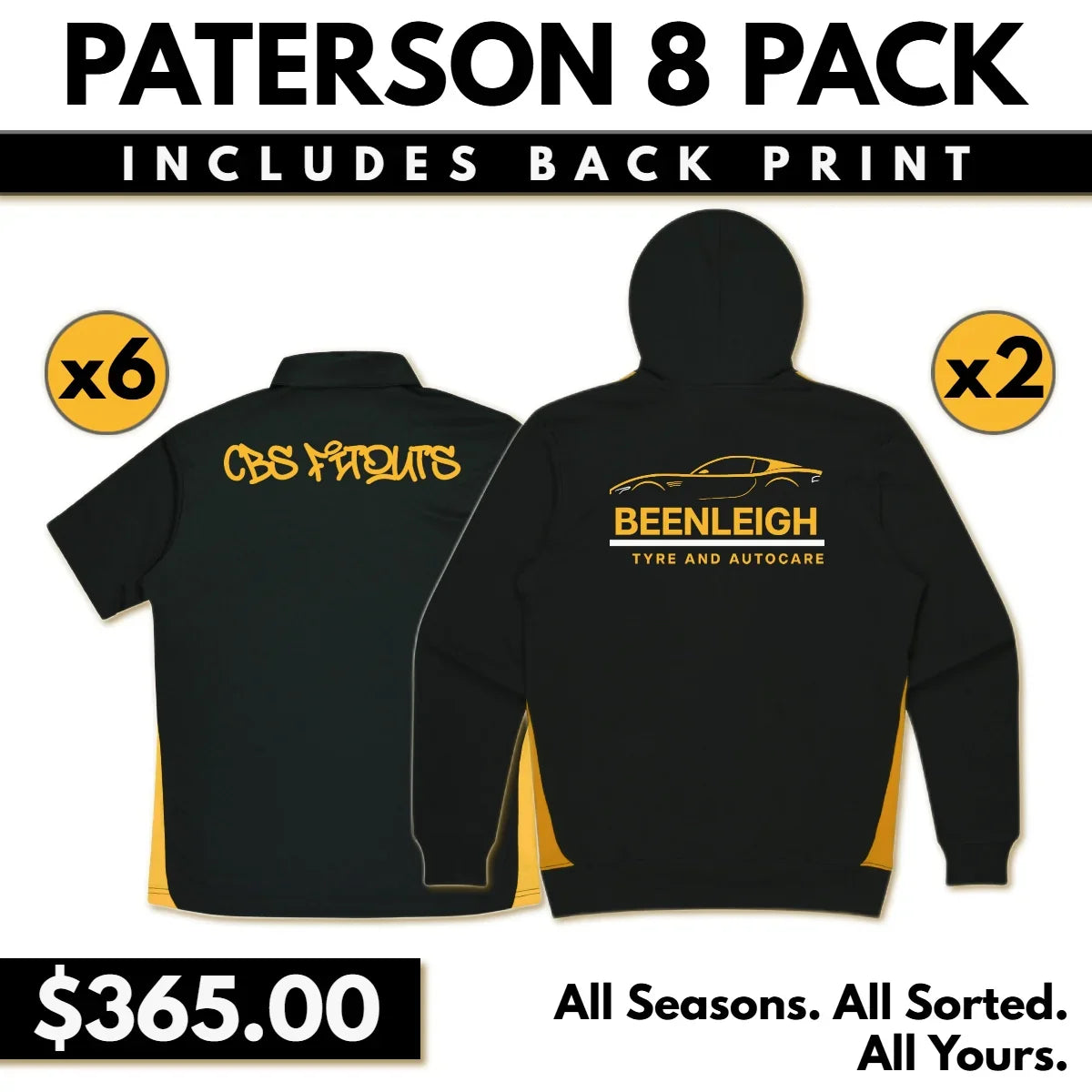 Paterson 8 Pack – Custom Contrast Polos and Hoodies with Logo Print