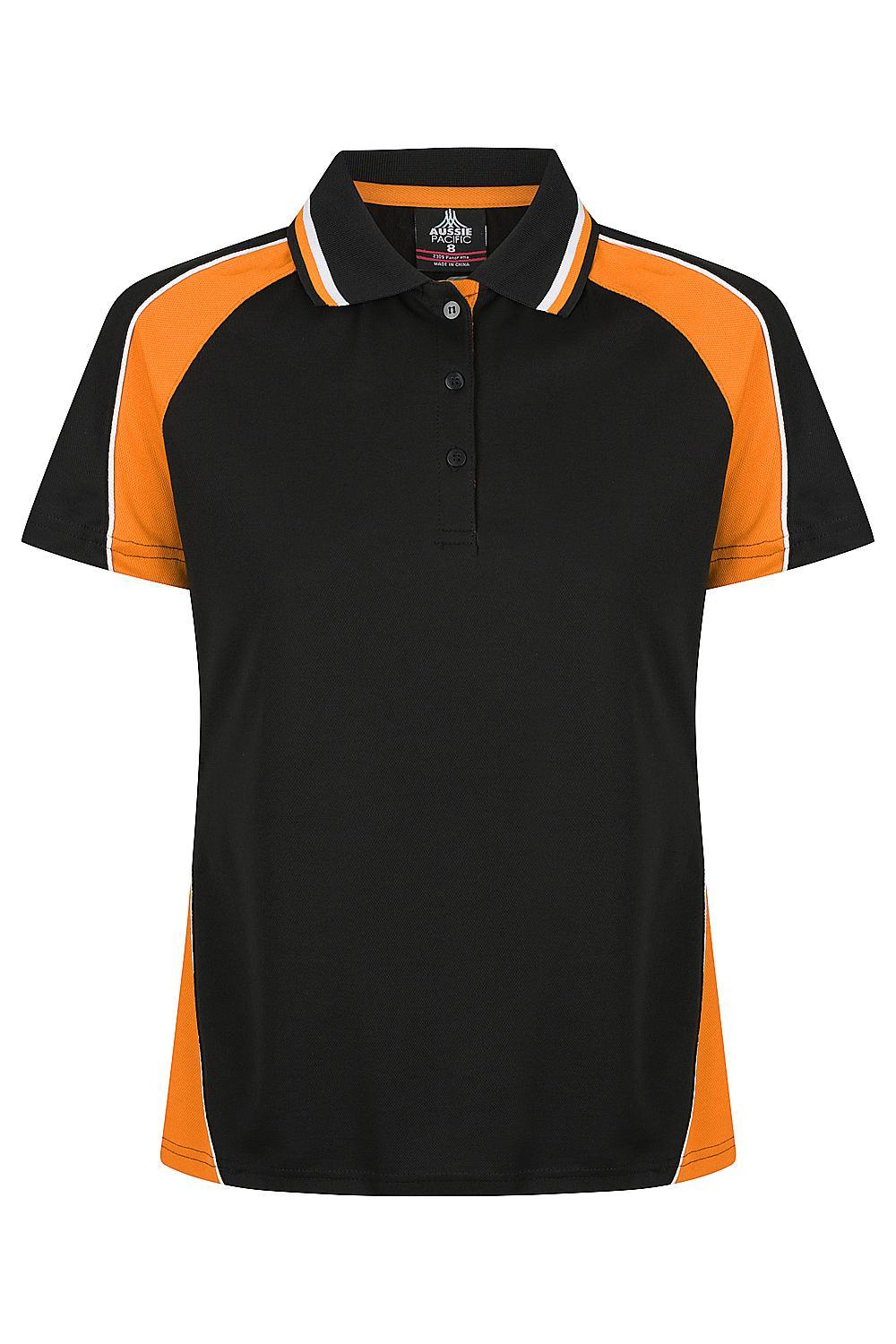 Panorama Ladies Work Shirts - Black/Orange/White