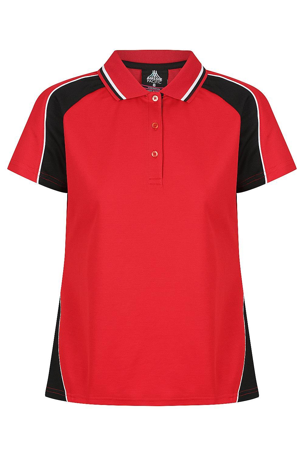 Panorama Ladies Work Shirts - Red/Black/White