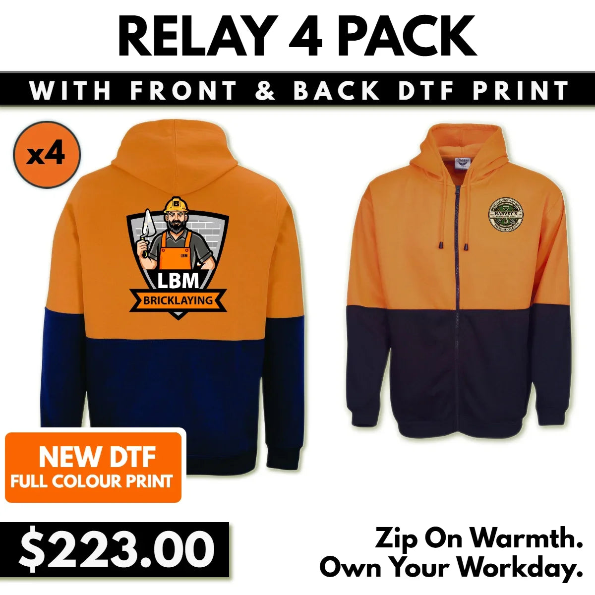 Relay 4 Pack with Front & Back DTF Print