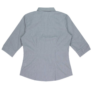 Toorak Embroidered Ladies Business Shirt - Black/White Back