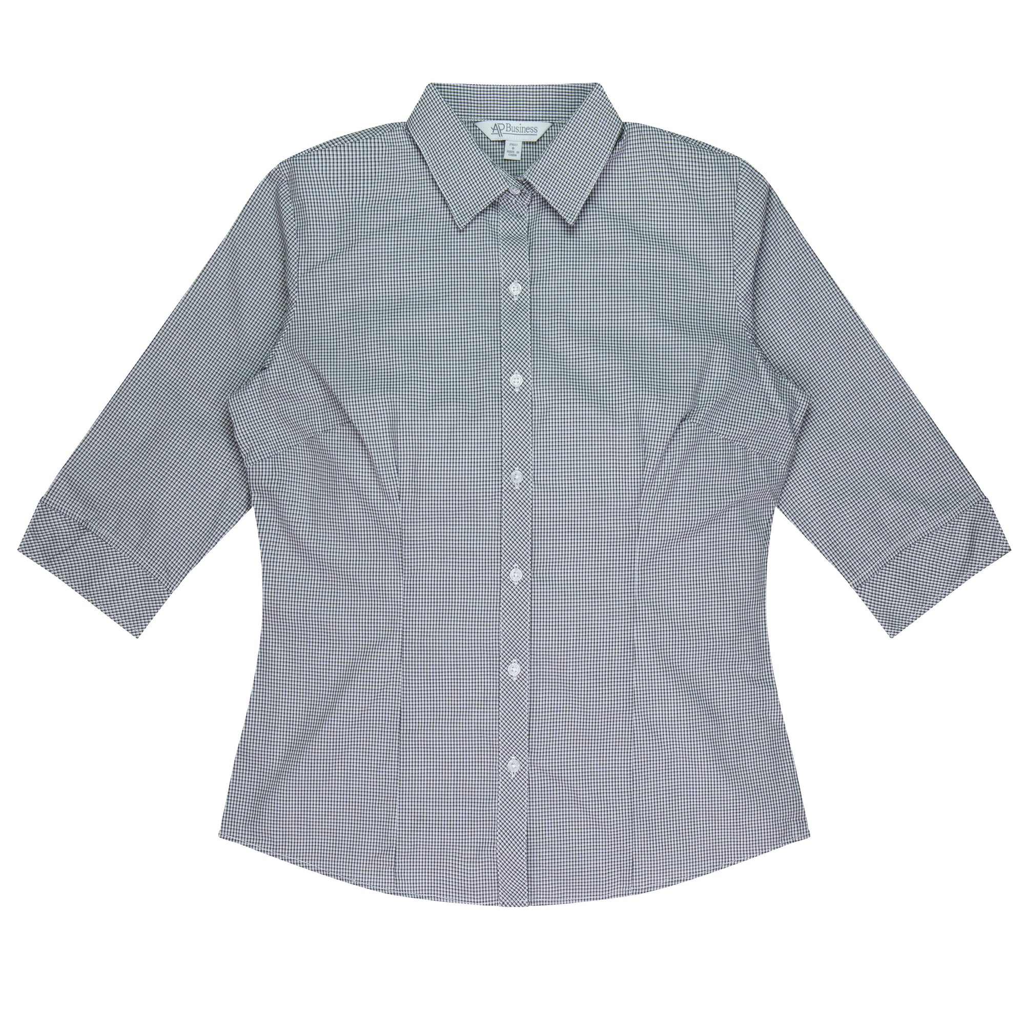 Toorak Embroidered Ladies Business Shirt - Black/White