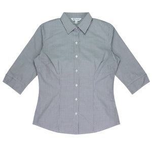 Toorak Embroidered Ladies Business Shirt - Black/White