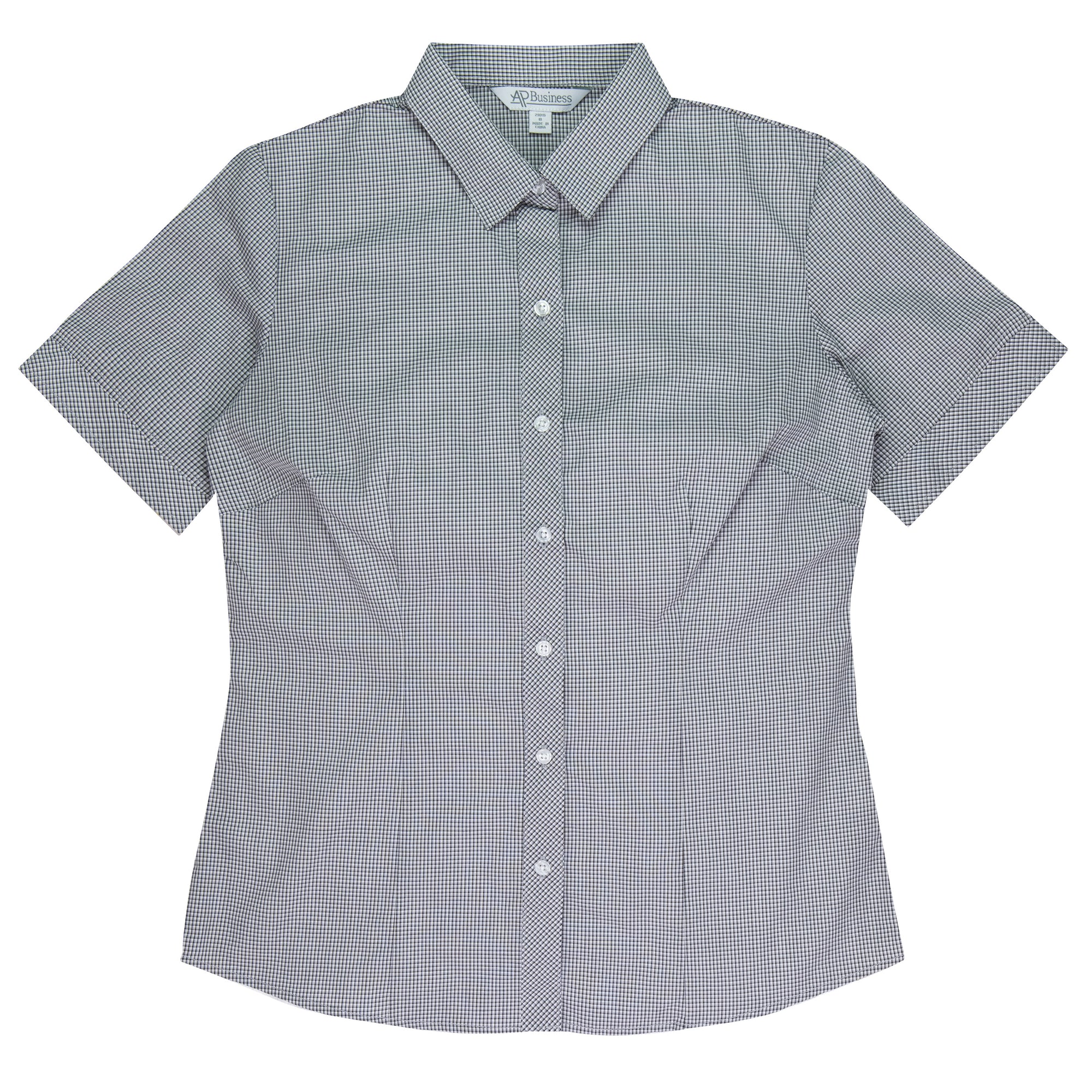 Toorak Embroidered Ladies Short Sleeve Business Shirts - Black/White