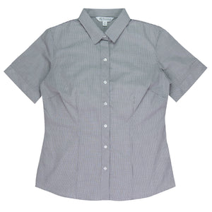 Toorak Embroidered Ladies Short Sleeve Business Shirts - Black/White