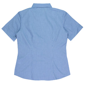 Toorak Embroidered Ladies Short Sleeve Business Shirts - Navy/White Back