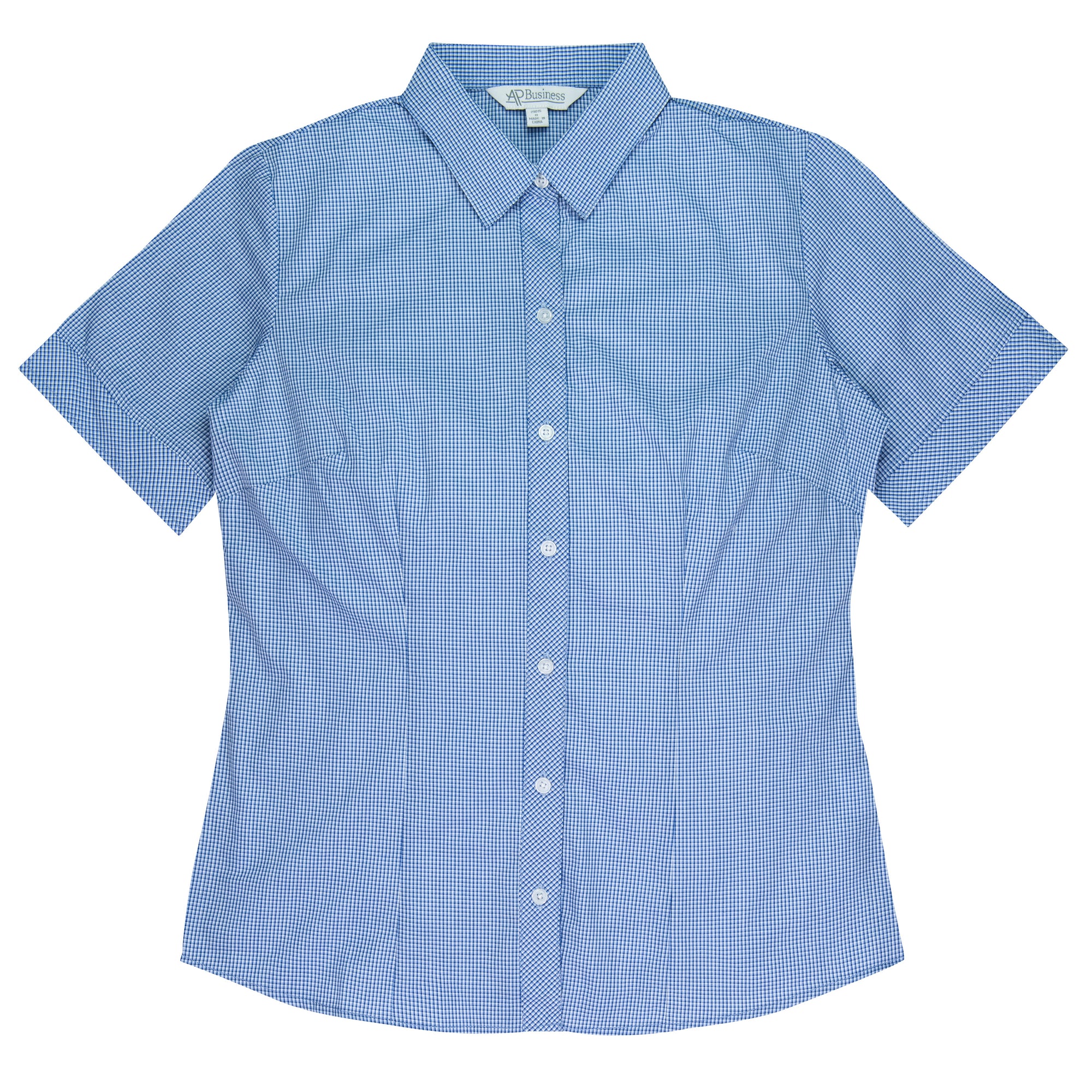 Toorak Embroidered Ladies Short Sleeve Business Shirts - Navy/White