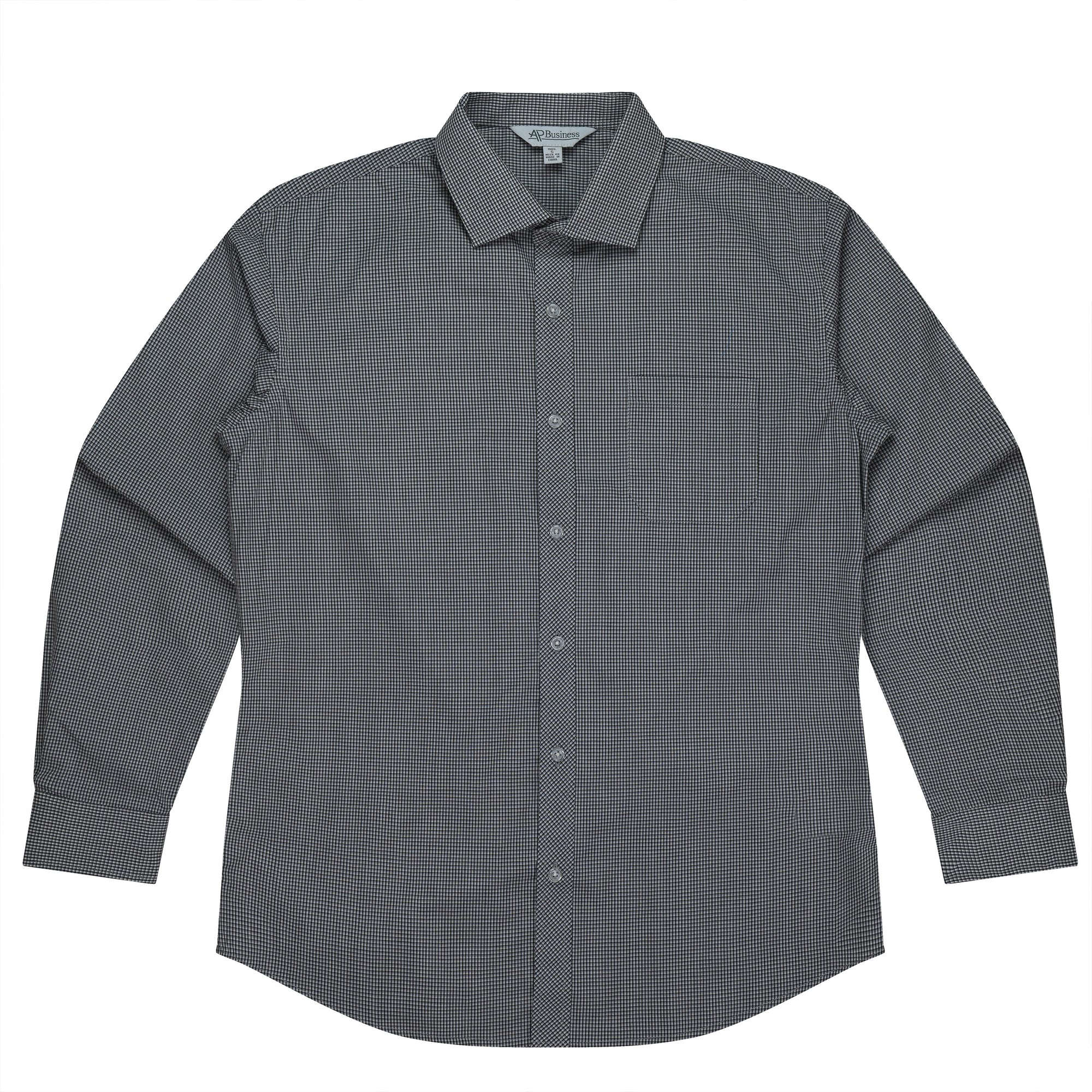 Toorak Long Sleeve Embroidered Corporate Shirts - Black/White