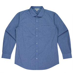 Toorak Long Sleeve Embroidered Corporate Shirts - Navy/White
