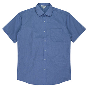 Toorak Short Sleeve Embroidered Corporate Shirts - Navy/White