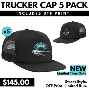 4384 Flat Peak Trucker Cap 5 Pack with DTF Print