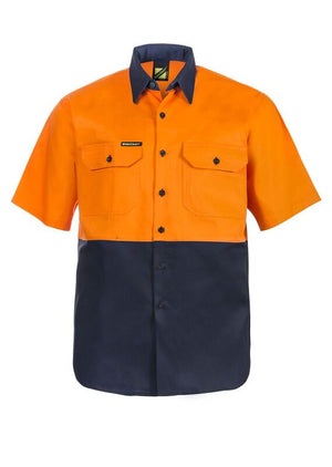 WS3023 Custom Tradie Work Shirts - Orange/Navy