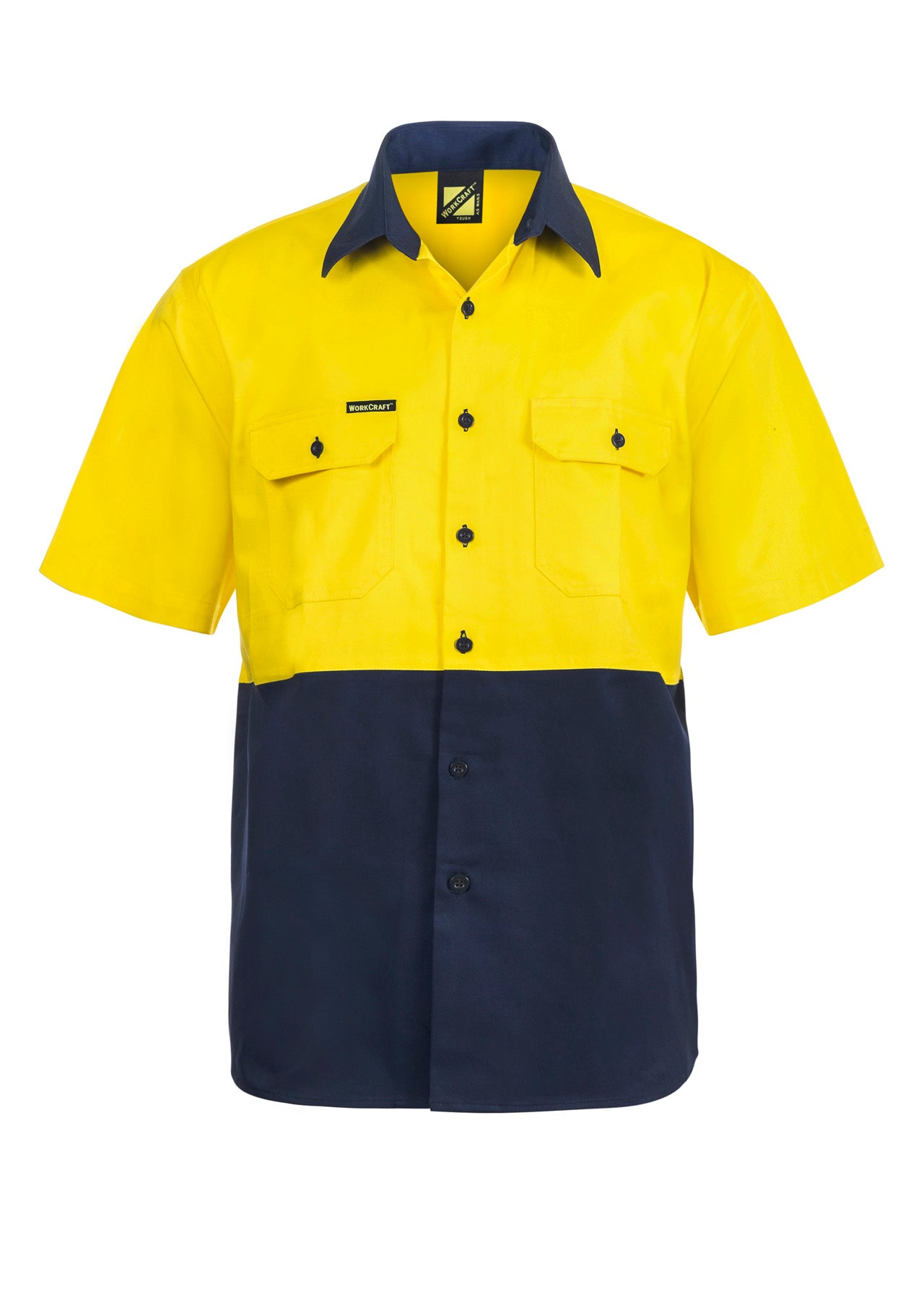 WS3023 Custom Tradie Work Shirts - Yellow/Navy